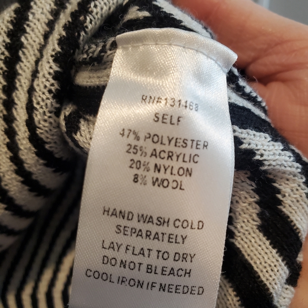 BALTIC BORN  womens park lane pullover mock neck sweater. black white . large. - Picture 4 of 5